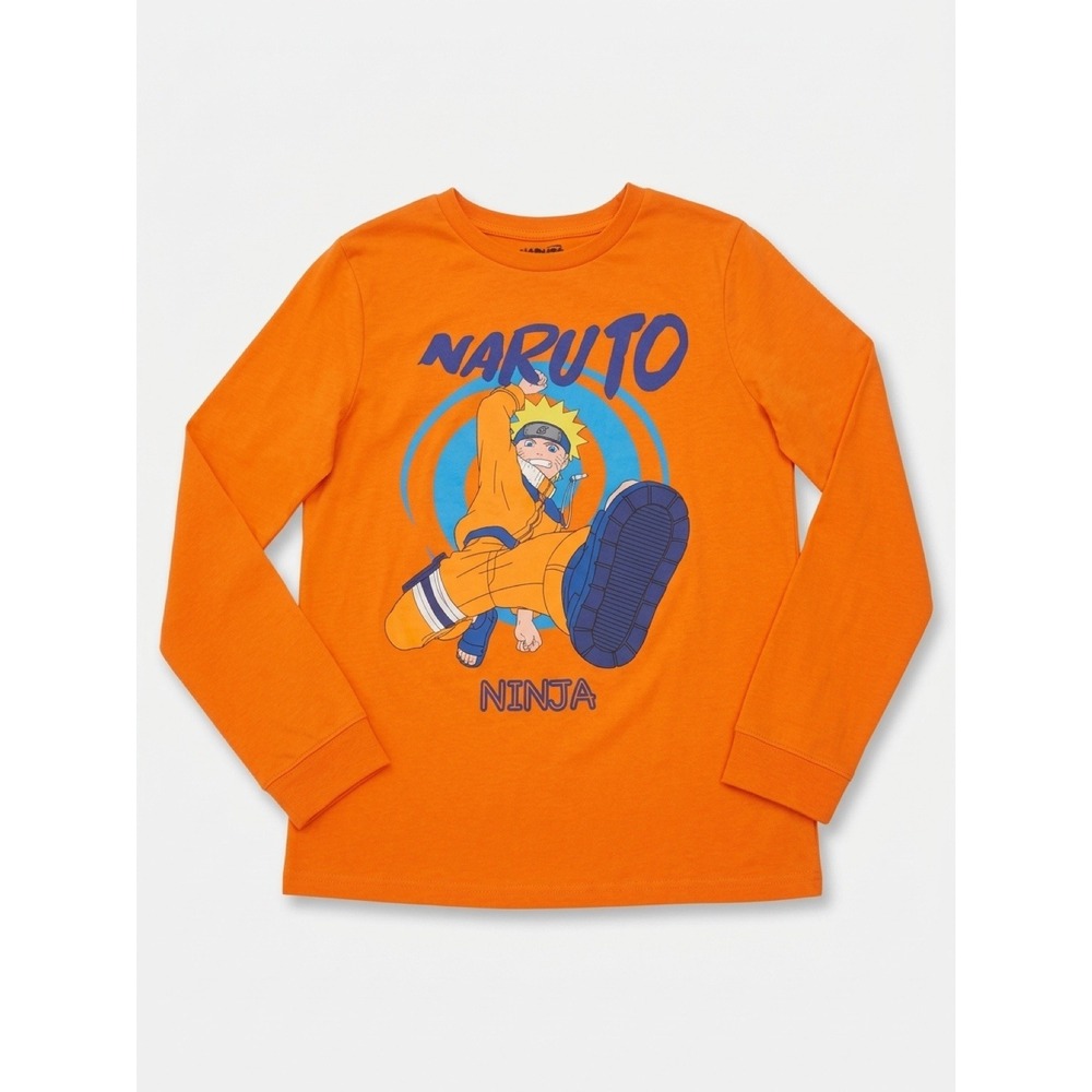 Naruto Shippuden Long Sleeve Graphic T-Shirt Orange Kids XL Anime‎ Ninja Tee